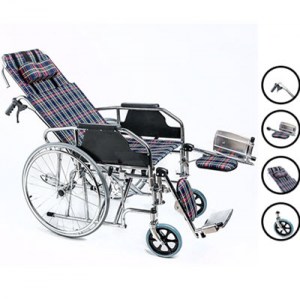 High Back Reclining Wheelchair, can adjust to full horizontal.